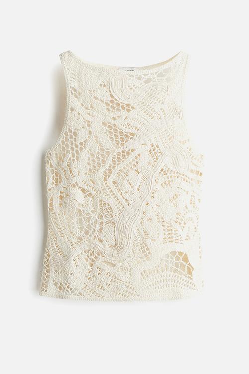 Crochet-look vest top - cream 