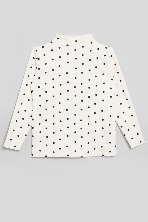 Polka dot top - black & white
