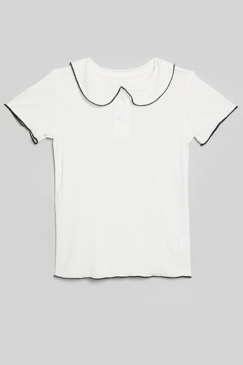 Contrast peter pan collar tee - white