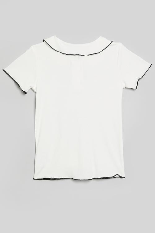 Contrast peter pan collar tee - white