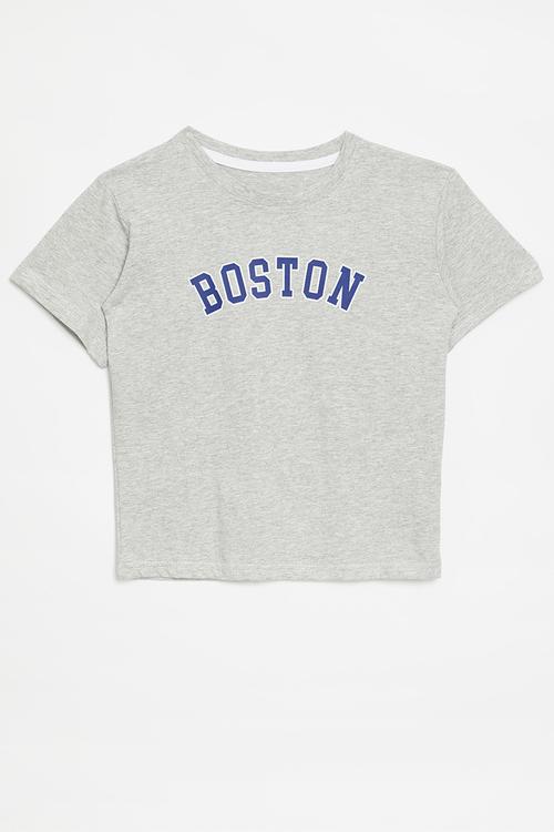 Boston tee- grey & blue