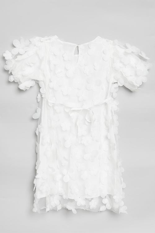 Butterfly applique dress-white