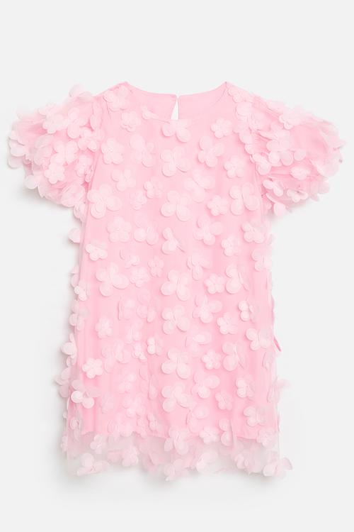 Butterfly applique dress - pink