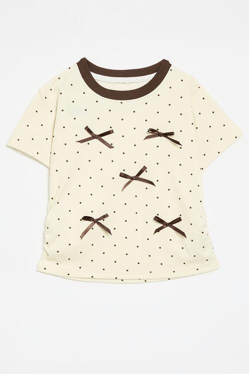 Bow décor tee - ecru