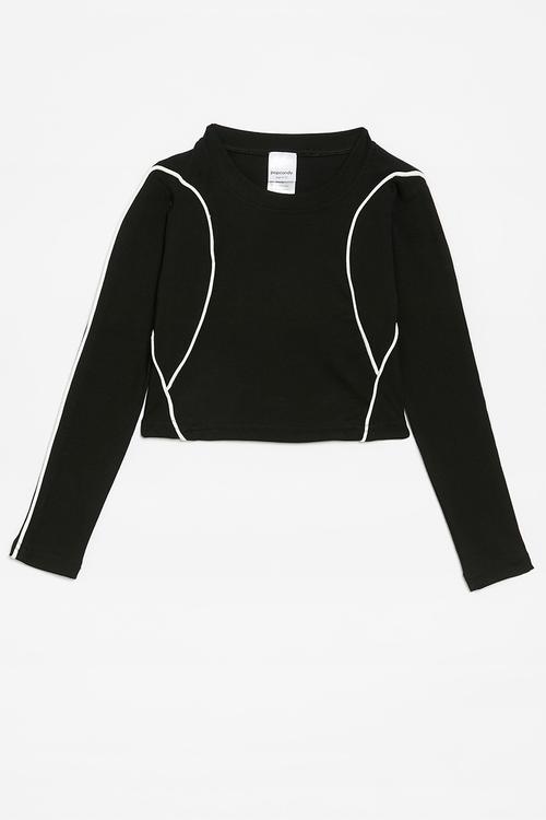 Contrast crew neck tee - black & white
