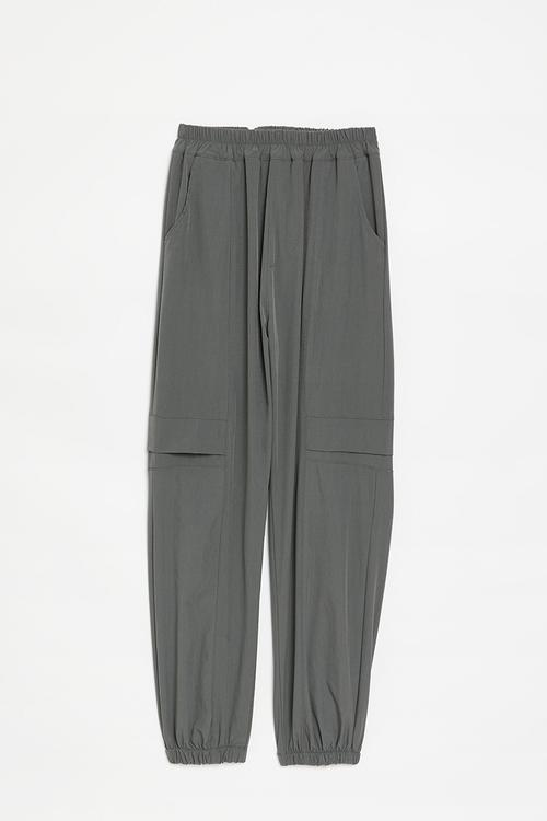 Cuffed utility-style trousers - grey