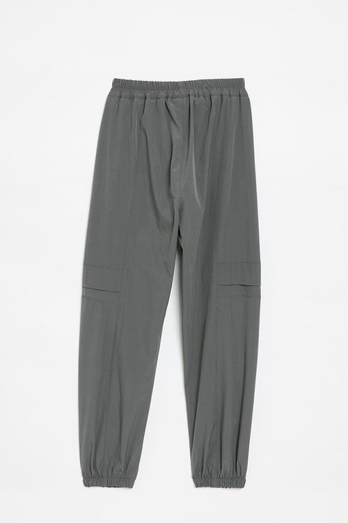 Cuffed utility-style trousers - grey