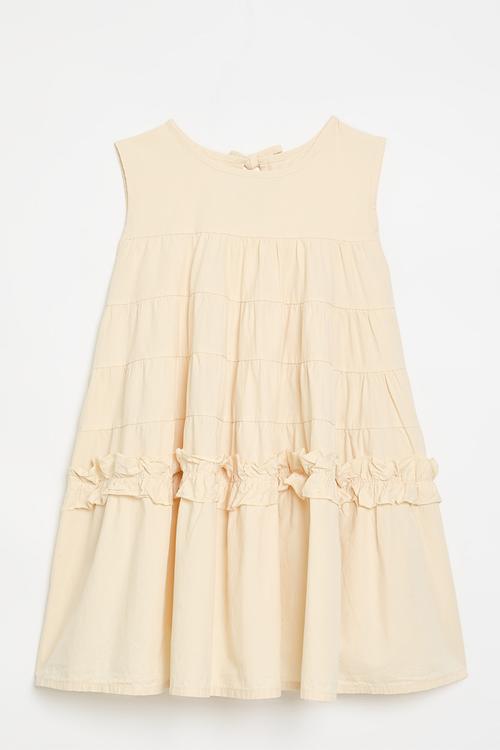 Tiered tent dress with bow closure - barley white 
