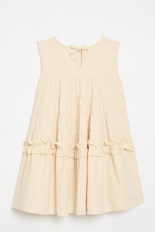 Tiered tent dress with bow closure - barley white 