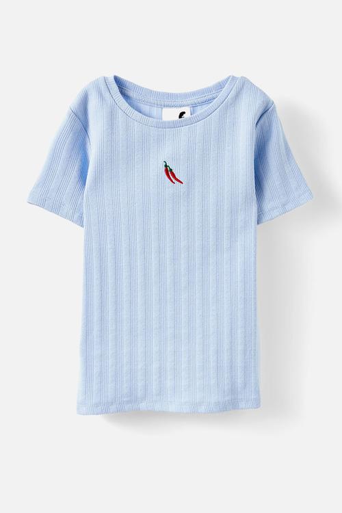 Raya baby tee - dawn blue/chillis