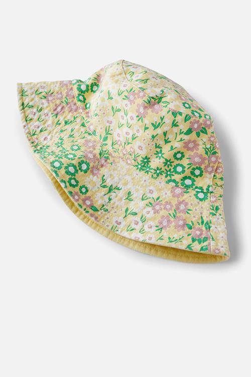 Kids Reversible Bucket Hat - Baby Yellow/Fun Flowers