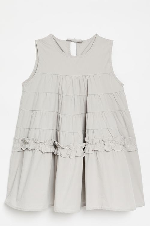 Tiered tent dress with bow closure - light grey