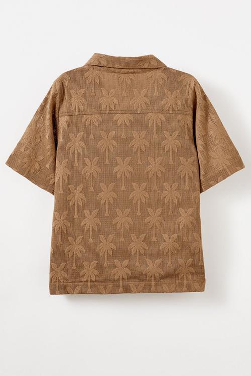 Cabana Short Sleeve Shirt - Mocha/Palm Texture