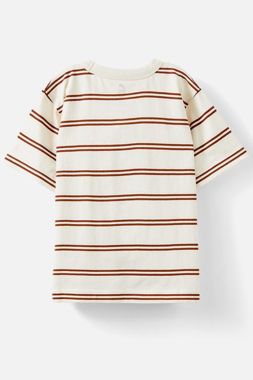 The essential short sleeve tee - chestnut/dark vanilla stripe
