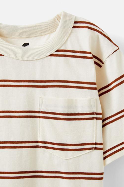 The essential short sleeve tee - chestnut/dark vanilla stripe