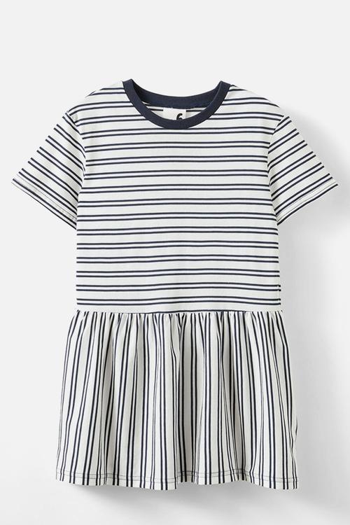 Willow short sleeve dress - vanilla/squid ink stripe