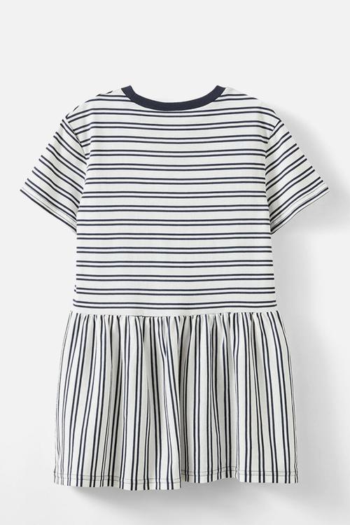 Willow short sleeve dress - vanilla/squid ink stripe