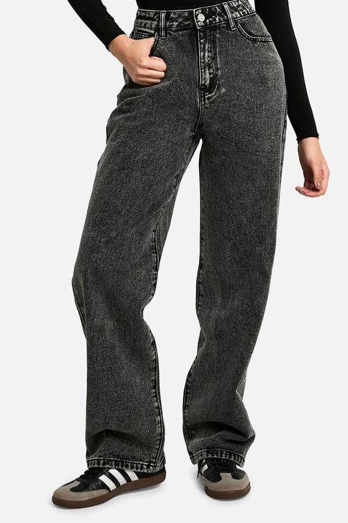 Boohoo Basics High Waisted Boyfriend Jeans - Washed Black