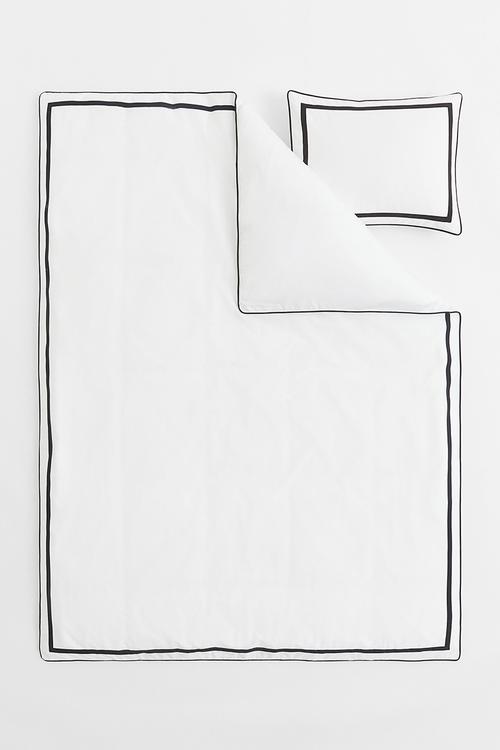 Egyptian cotton single duvet cover set - white