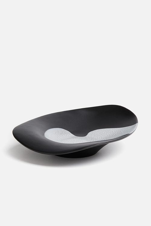 Large stoneware bowl - black patterned