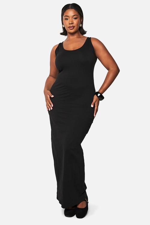 Basic scoop neck maxi dress - black