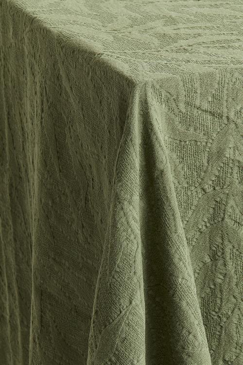 Jacquard-weave cotton tablecloth - dusty khaki green
