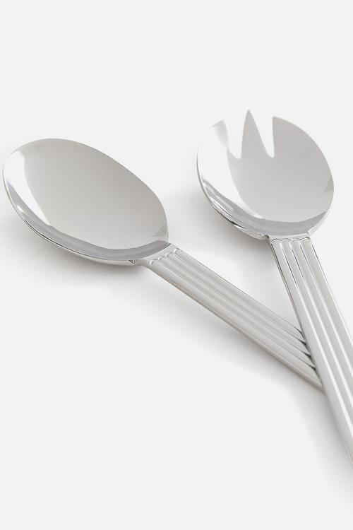 Metal salad servers - silver-coloured