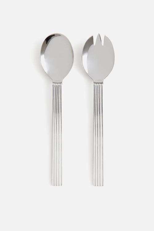 Metal salad servers - silver-coloured
