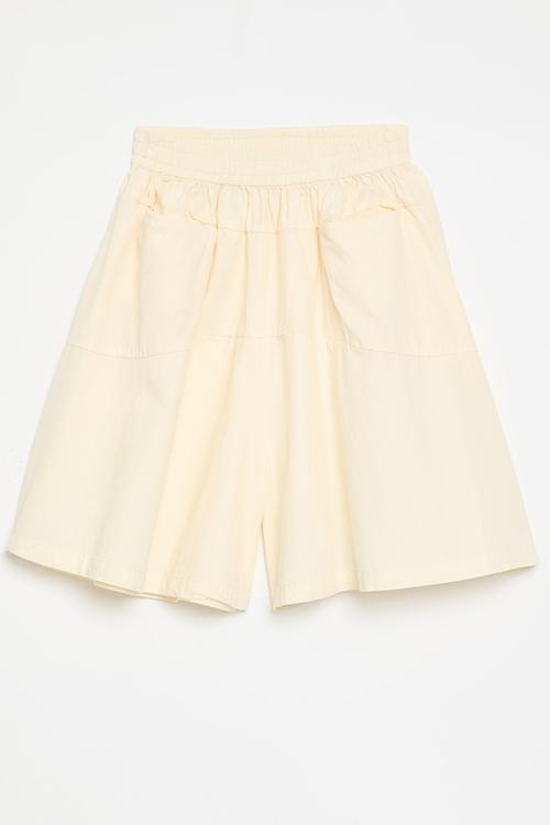 Flared elasticated waist shorts - cream