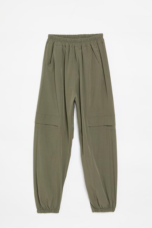 Cuffed utility-style trousers - dark khaki