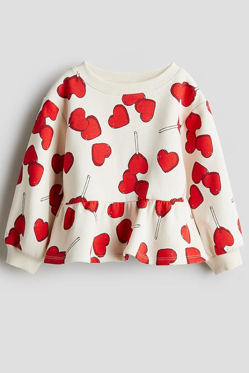 Peplum sweatshirt - cream hearts
