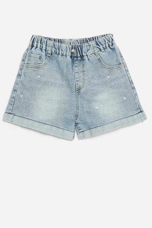 Turn up hem denim shorts - blue