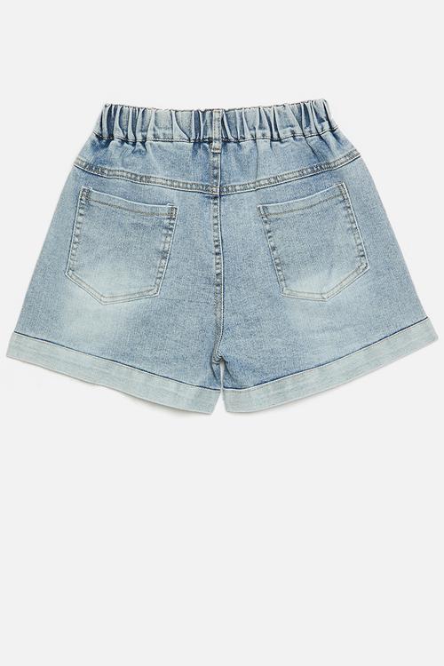 Turn up hem denim shorts - blue
