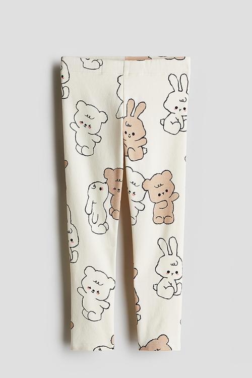 Leggings - cream teddy bears