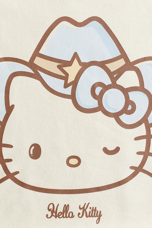 Cropped hoodie - cream hello kitty