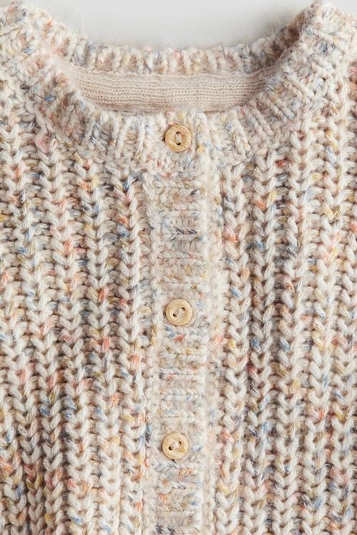 Patent-knit cardigan - beige multi-coloured