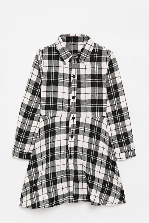 Check dress-black & white