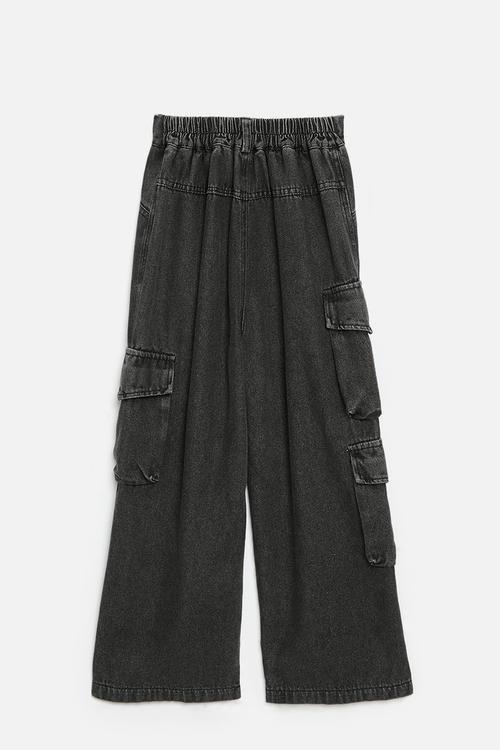 Denim cargo jean - black
