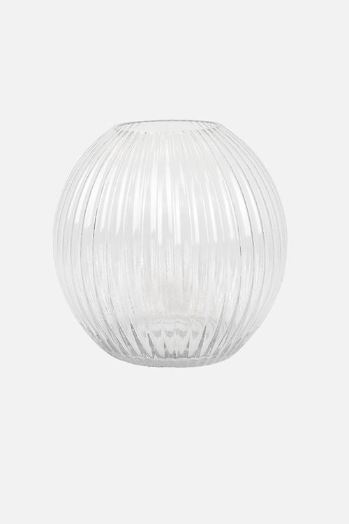 Ovoid Ribbed glass vase - Clear