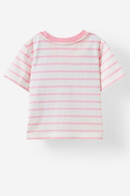 Jamie short sleeve graphic print tee - vanilla/blush pink stripe cheer squad