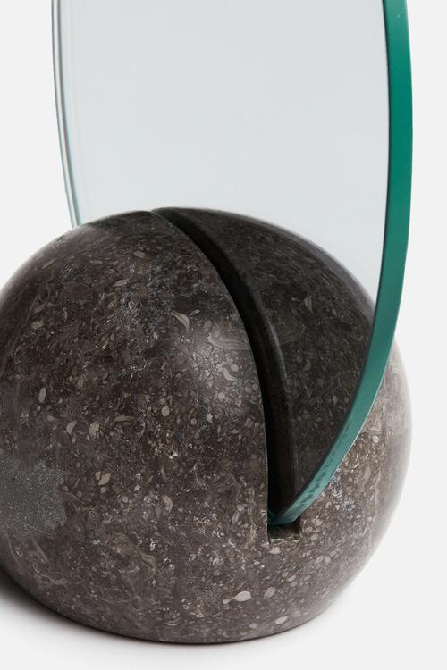 Marble table mirror - dark grey marbled