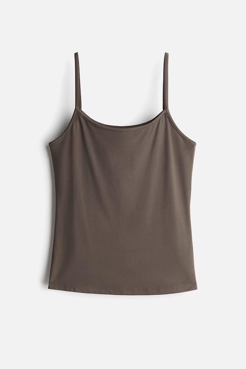 Microfibre strappy top - dark greige