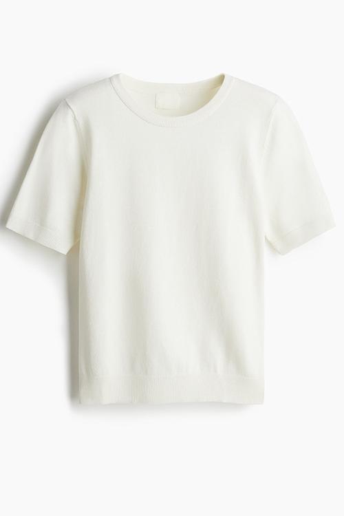 Fine-knit top - white