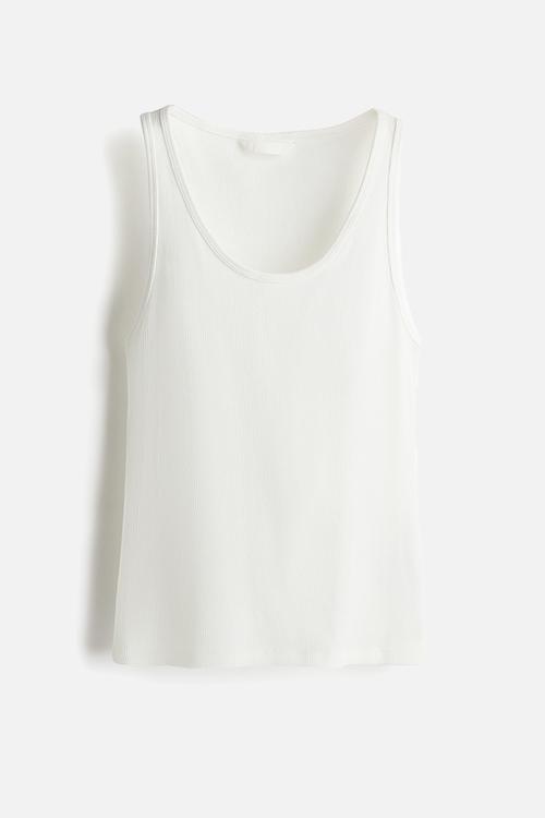 Ribbed vest top - white