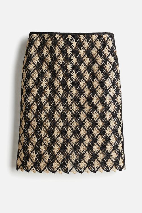 Crochet-look skirt - black & light beige
