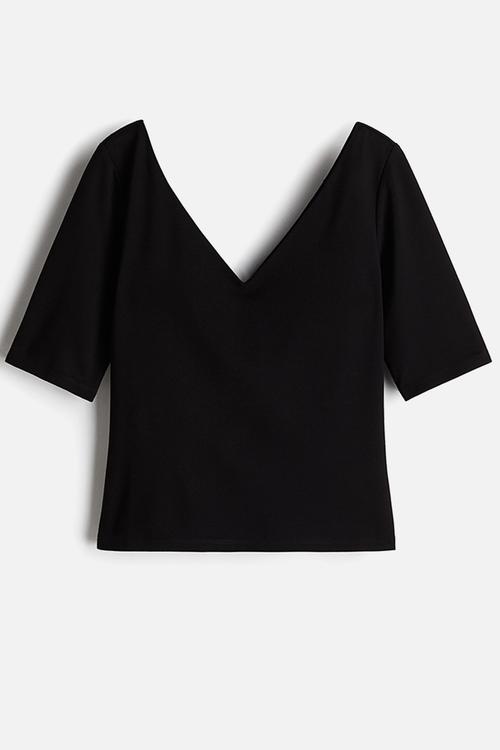 V-neck top - black
