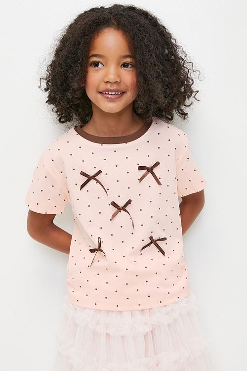 Bow décor tee - pink