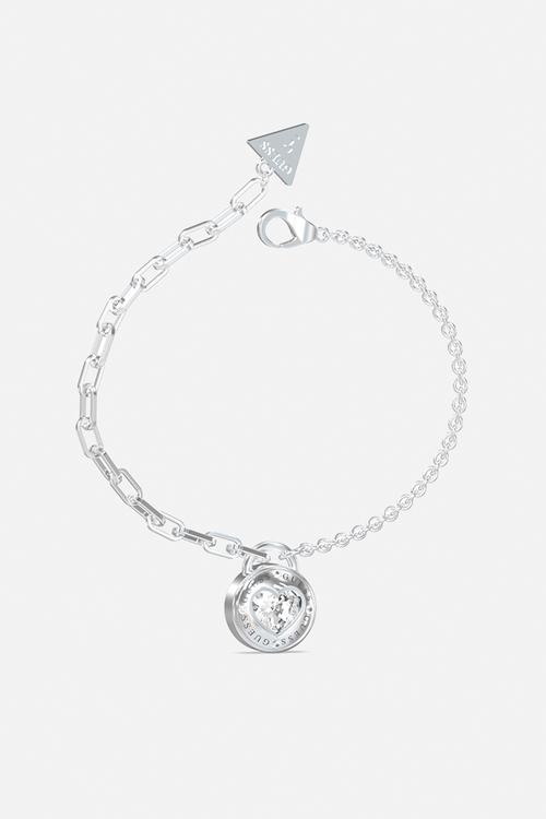Rolling hearts half round chain heart - silver