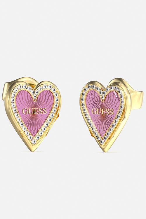 Love me tender  heart studs - gold/purple