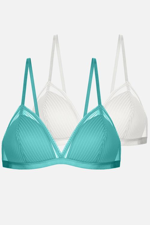Plus Lamina 2 pack bralette - green/ivory